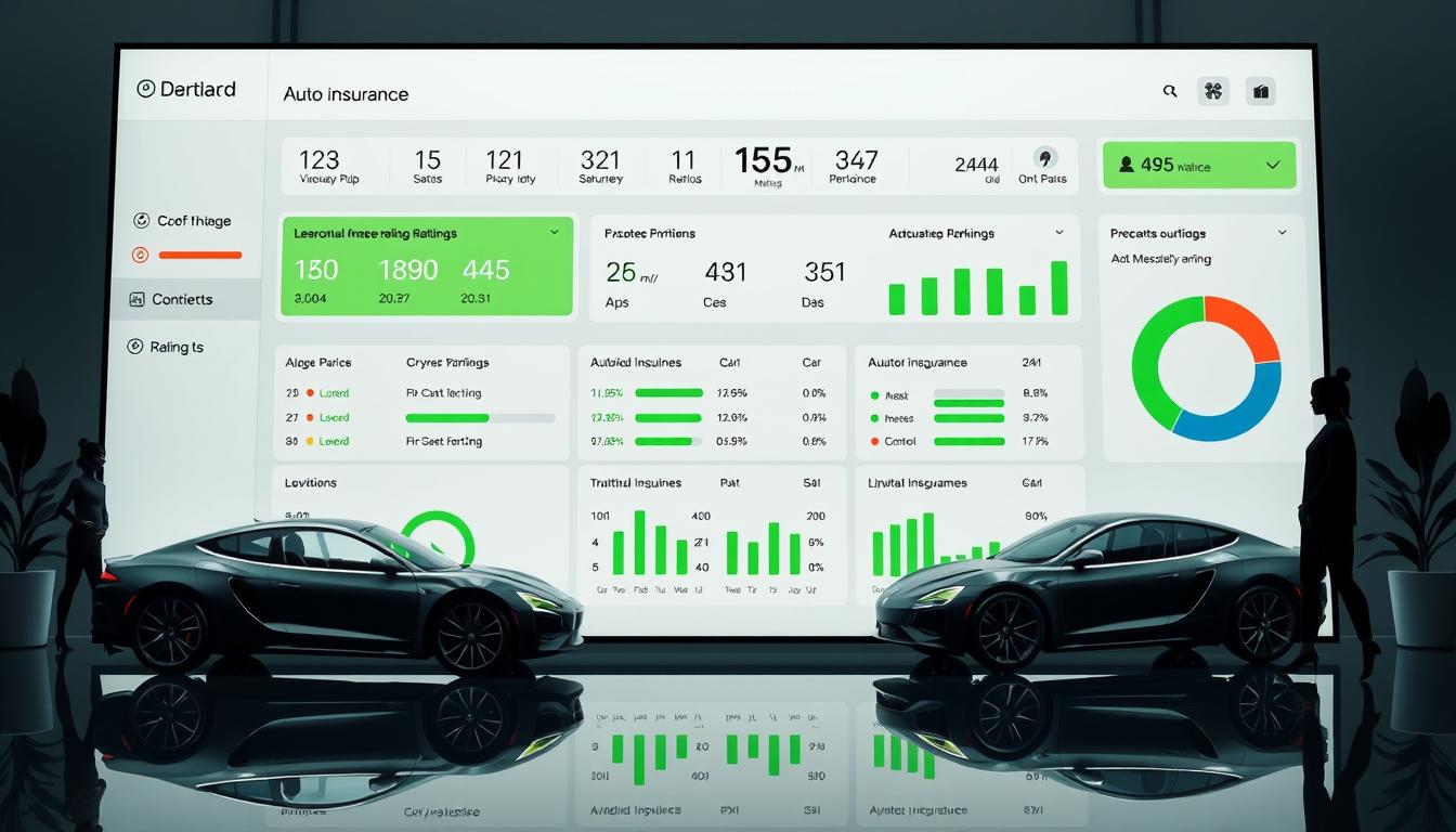 A sleek, modern dashboard display showcasing a meticulously curated rating of leading auto insurance providers in Ruza for the year 2025. The interface features a clean, minimalist design, with vibrant green accents highlighting key performance metrics and ratings. The layout is balanced, with intuitive icons and visuals guiding the user's attention. The overall atmosphere exudes professionalism and authority, conveying the credibility and expertise behind the rankings. Subtle lighting and reflections create a sense of depth and sophistication, while the inclusion of stylized car silhouettes and female figures lend a touch of personalization and relatable context to the scene.