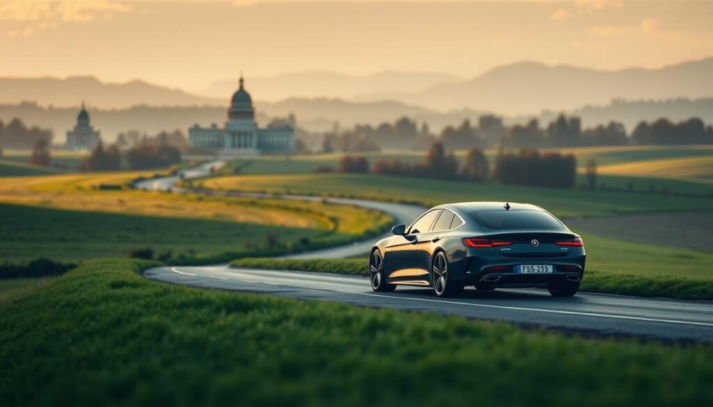 A serene landscape featuring a winding road amidst verdant fields, with a modern, sleek car gracefully navigating the scene. The lighting is soft and diffused, casting a warm glow over the surroundings. In the background, a series of government buildings or administrative structures can be seen, hinting at the legislative framework that governs the automotive insurance industry. The composition emphasizes the harmony between the natural environment and the built environment, suggesting the interconnectedness of the legislative landscape and the practical realities of car ownership and insurance. A serene landscape featuring a winding road amidst verdant fields, with a modern, sleek car gracefully navigating the scene. The lighting is soft and diffused, casting a warm glow over the surroundings. In the background, a series of government buildings or administrative structures can be seen, hinting at the legislative framework that governs the automotive insurance industry. The composition emphasizes the harmony between the natural environment and the built environment, suggesting the interconnectedness of the legislative landscape and the practical realities of car ownership and insurance.